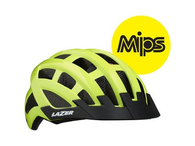 LAZER Compact DLX MIPS Helmet, Flash Yellow, Uni-Adult