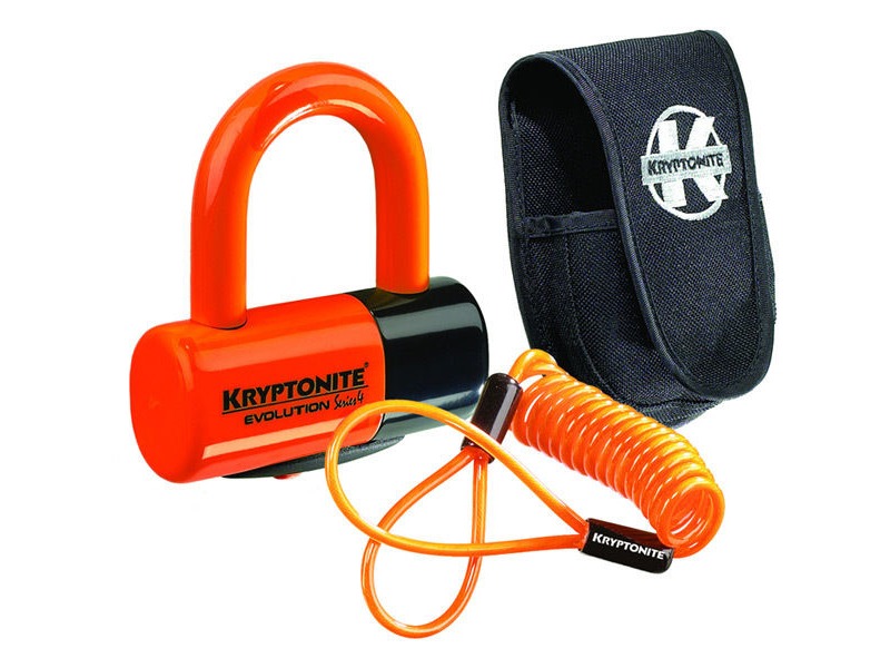 KRYPTONITE Evolution Series 4 disc lock - Premium Pack pouch and reminder cable - orange click to zoom image