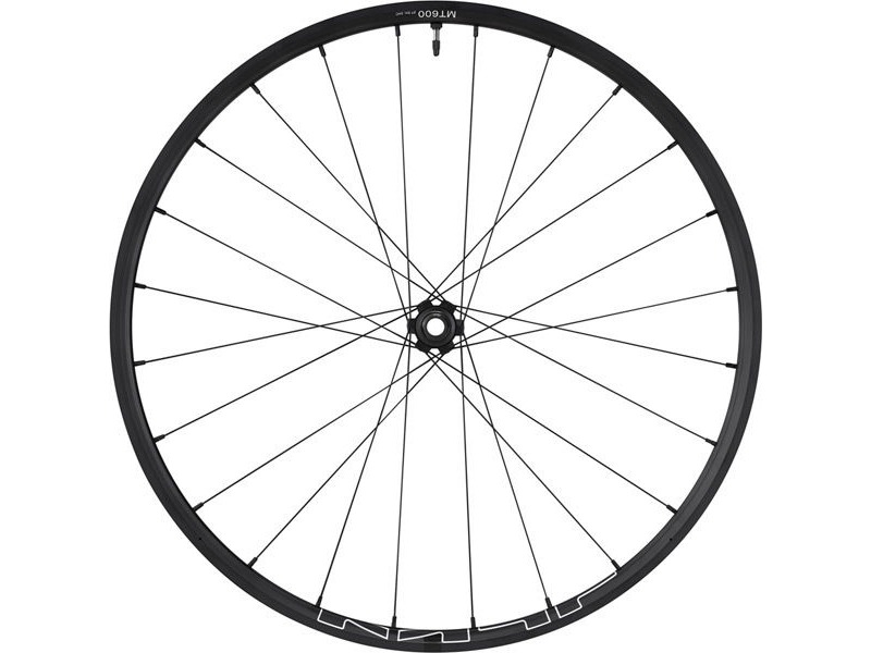 SHIMANO WH-MT600 tubeless compatible wheel, 27.5 in, 15 x 100 mm axle, front, black click to zoom image