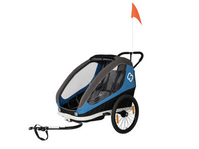 HAMAX Traveller Twin Child Trailer: Blue/Grey Twin