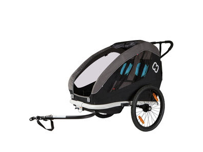 HAMAX Traveller Twin Child Bike Trailer: Black/Grey Twin