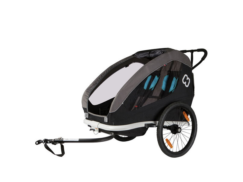 HAMAX Traveller Twin Child Bike Trailer: Black/Grey Twin click to zoom image