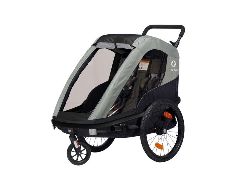 HAMAX Avenida Twin Child Bike Trailer Olive Green Twin click to zoom image