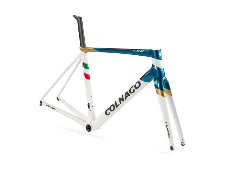 COLNAGO C68 Disc Carbon Frameset White Blue Gold Italy click to zoom image