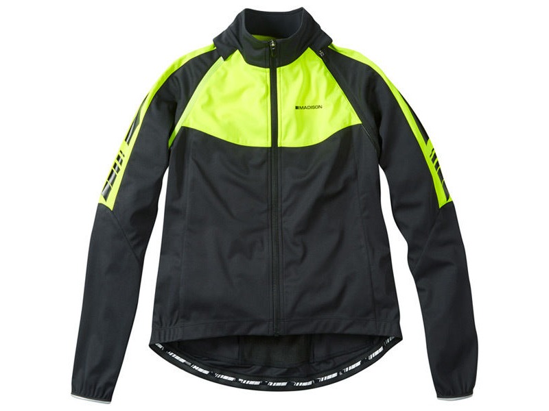 MADISON Sportive women's convertible softshell jacket, black / hi-viz yellow click to zoom image