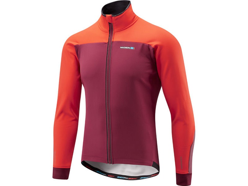 MADISON RoadRace Apex men's softshell jacket, classy burgundy / chilli red click to zoom image