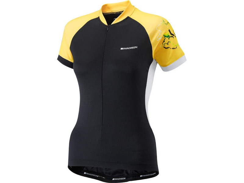 MADISON Keirin women's short sleeve jersey, black / vibrant yellow click to zoom image