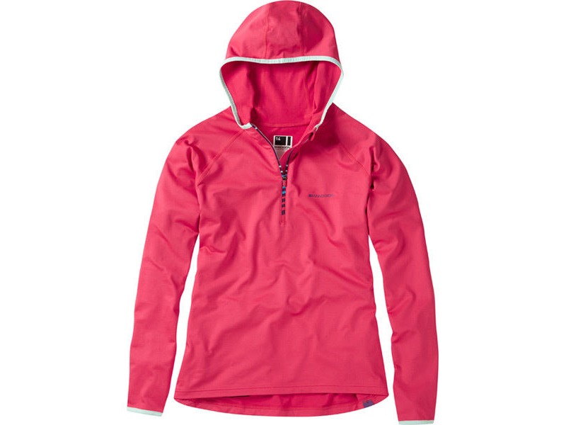 MADISON Zena Women's Long Sleeve Hooded Top, Rose Red click to zoom image